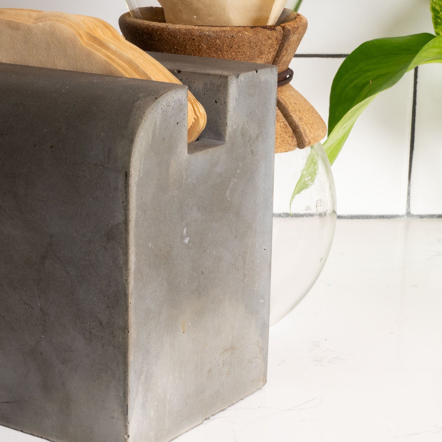 Concrete Brutalist Home Goods Coffee Station Organizer