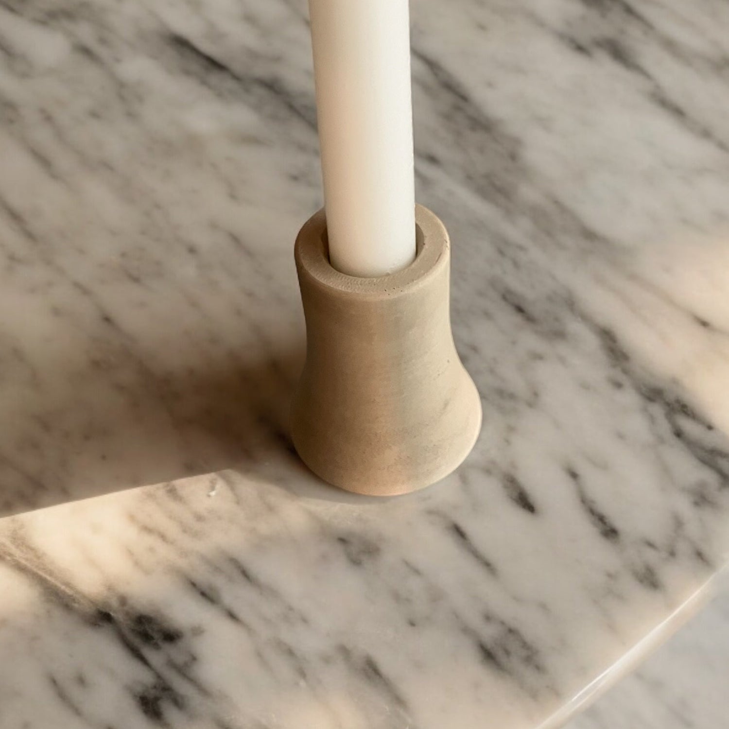 Concrete Candle Holder on Marble Table