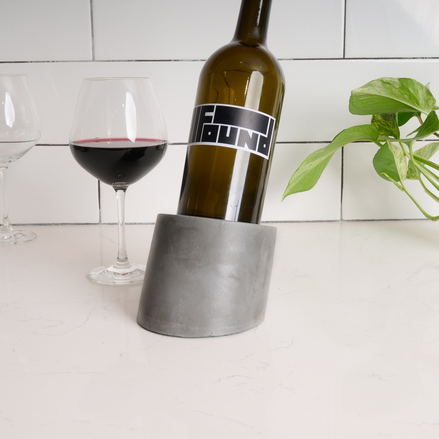 Wine Holder and Display made of concrete inspired by brutalism