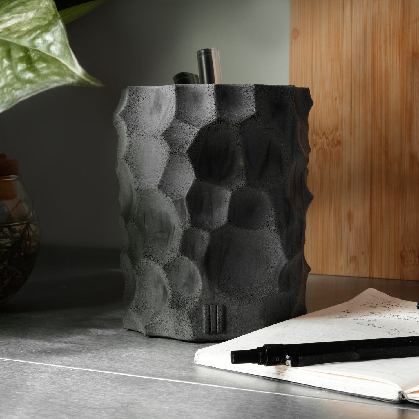 Concrete Pen Holder Gray Concrete Desk Decor